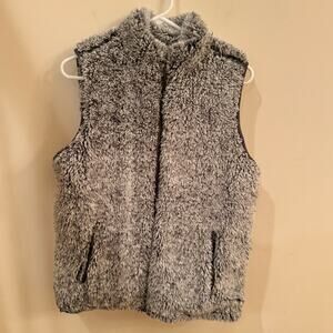 Altar'd State Women's S Faux Fur Vest Fuzzy Cuddly Grey Pockets